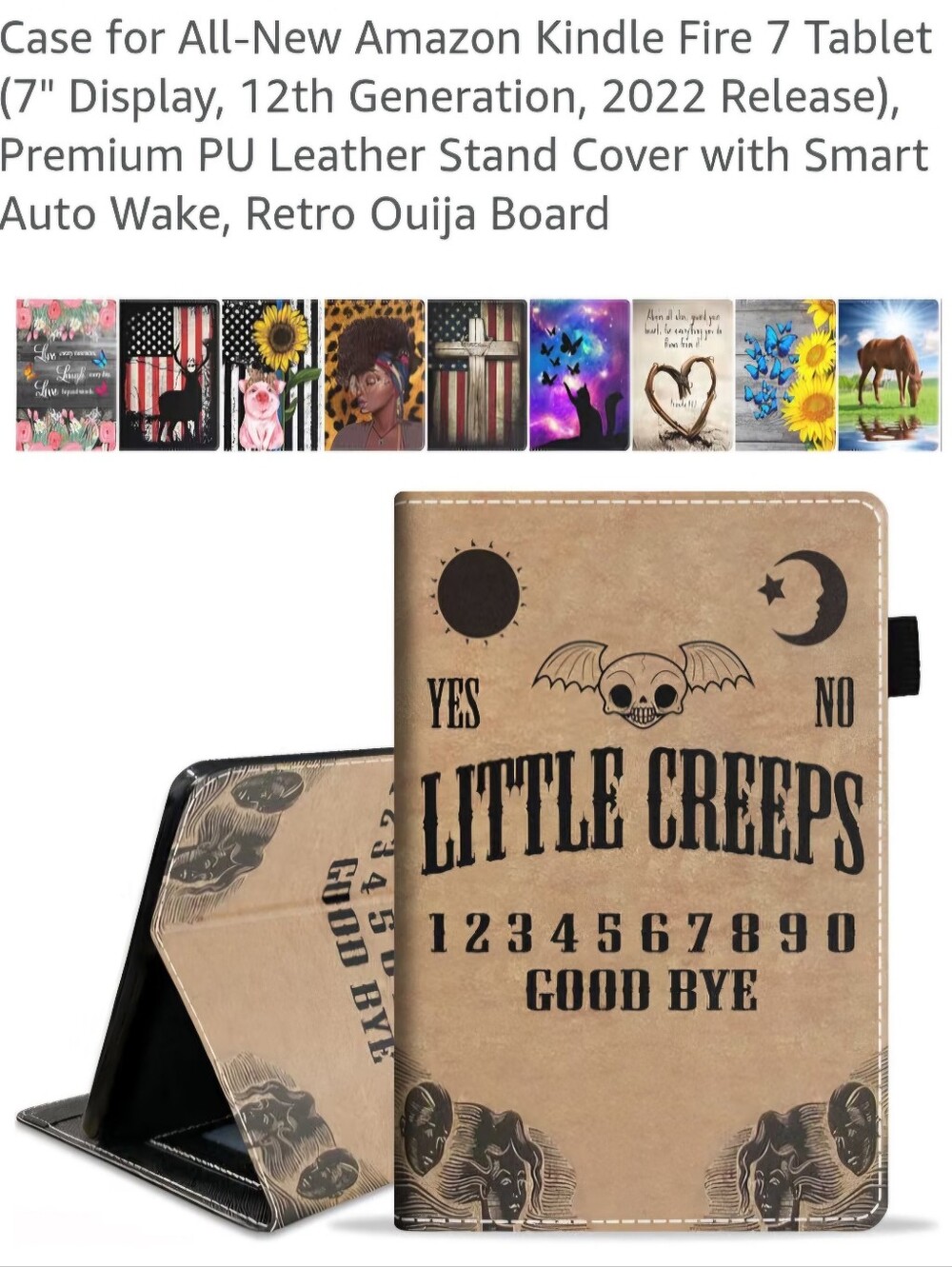 Amazon Kindle Fire 7 Case - Little Creeps Retro Ouija Brown